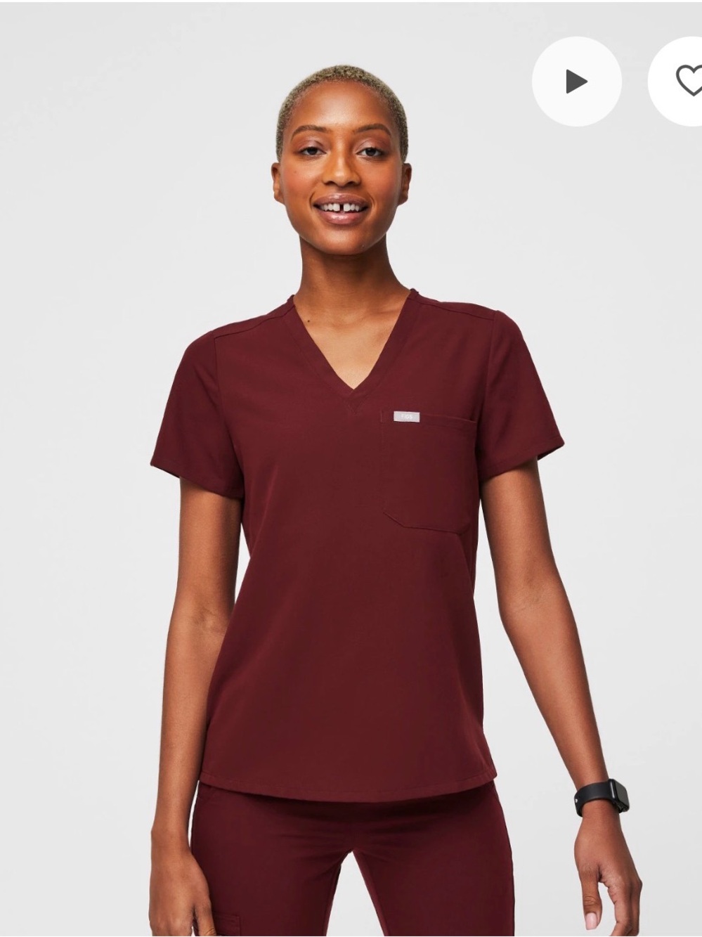 Women’s V-Neck Medical Scrub Set in Burgundy